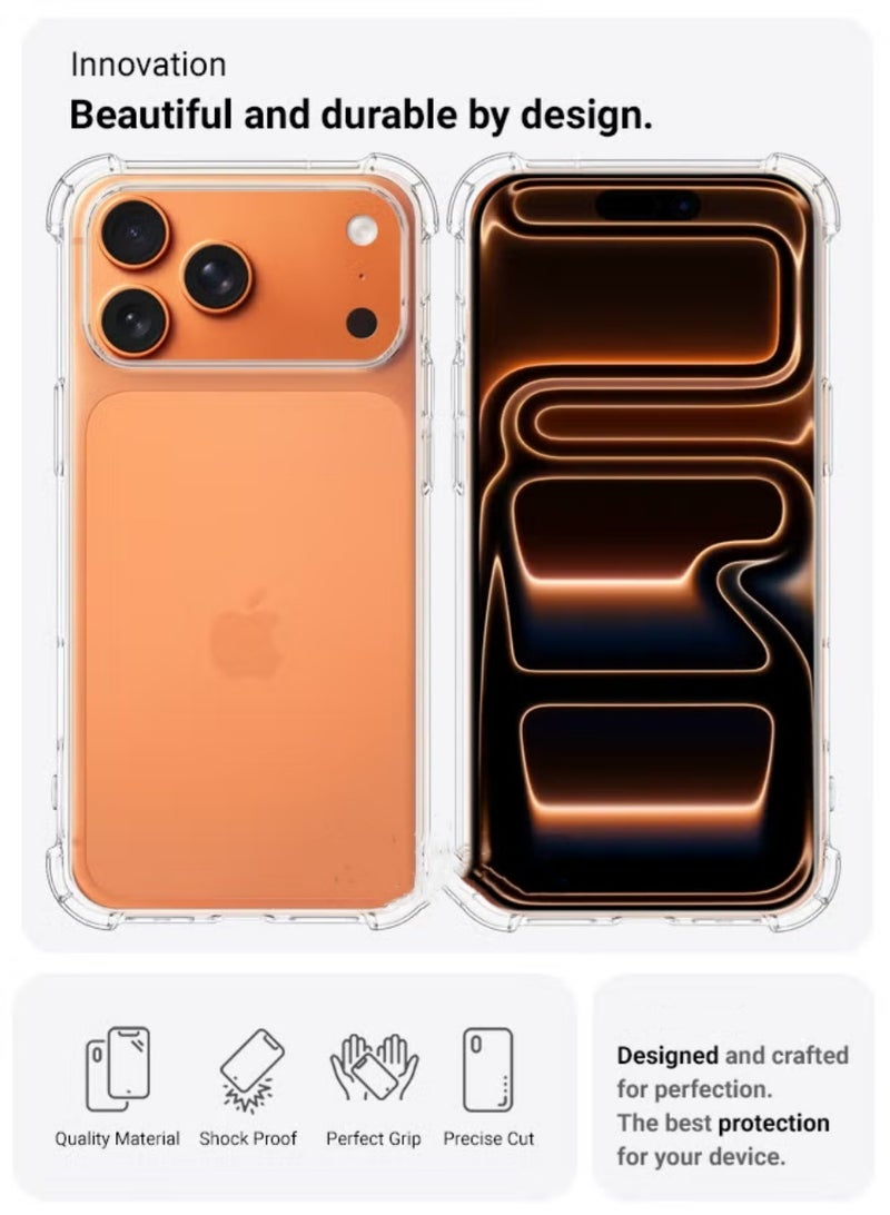 غطاء حماية مقاوم للصدمات لهاتف Apple iPhone 17 Pro – شفاف للغاية، متين مع فتحات دقيقة – حماية من الخدوش والغبار وبصمات الأصابع – غطاء خلفي من السيليكون الشفاف لهاتف Apple iPhone 17 Pro. - Image 2